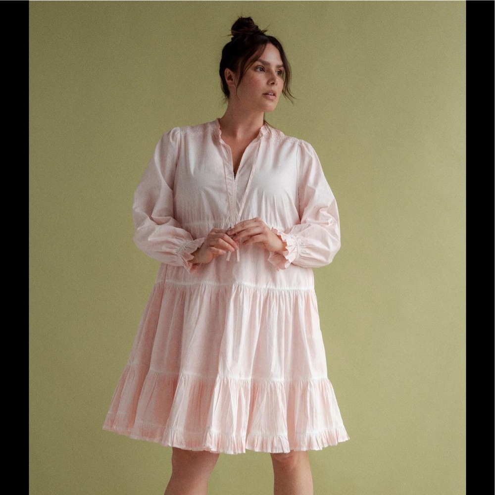 NWT Othilia x Anthro lt. pink cotton tiered dress